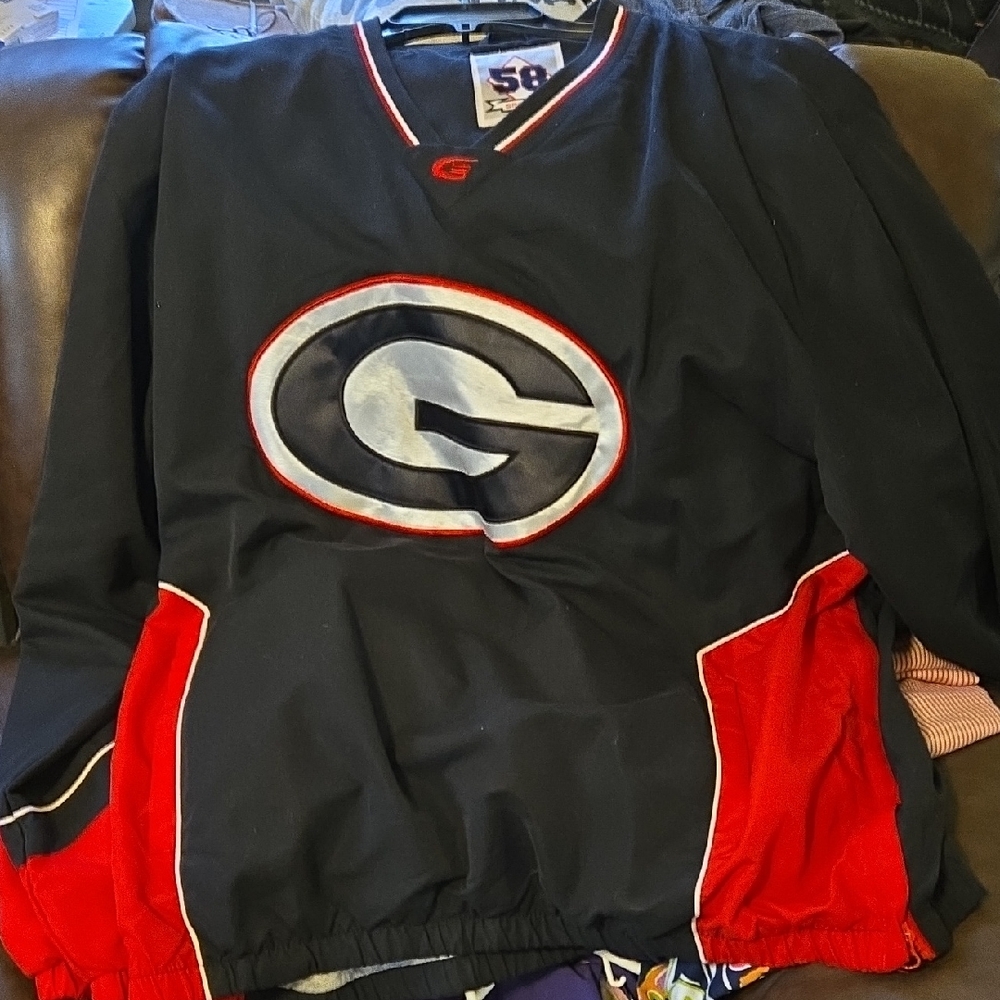 Men's Black and Red Athletic Pullover Jersey